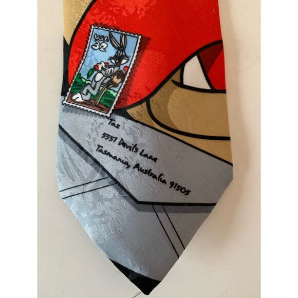 Tasmanian Devil neck tie stamp collection necktie 1997 y2k - Picture 4 of 7